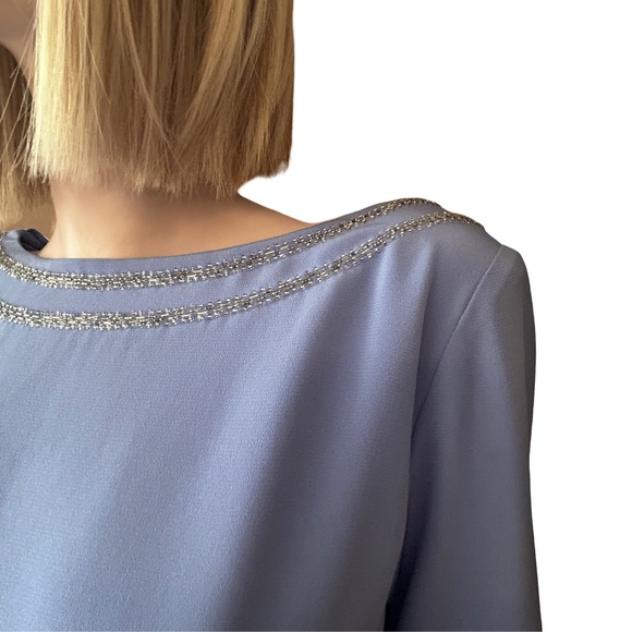 Evina Ruth Ullmann Dress Cowl back Lavender Beaded Vintage 80s Union Label ILGWU - Picture 9 of 16